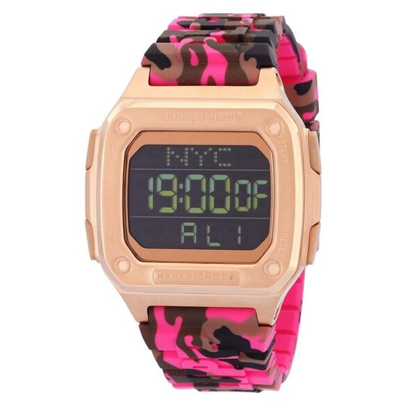 NWT Authentic Philipp Plein Hyper Shock Quartz Digital Black Dial Unisex Watch - Picture 1 of 5